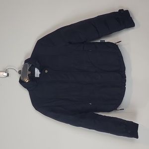 CALVIN KLEIN Black Full Zip Puffer Nylon Coat w/ Toggle Waist & Adjustable Cuffs